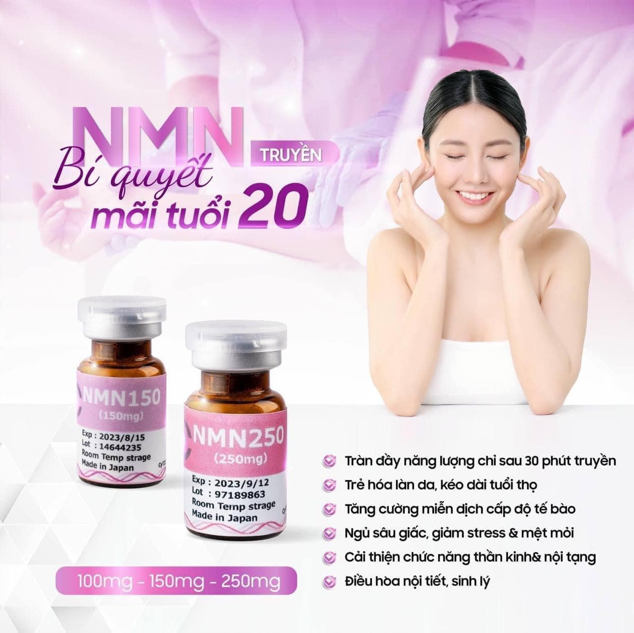 Siêu phẩm đa công dụng truyền tế bào tươi NMN NAD+ 150mg Nhật Bản